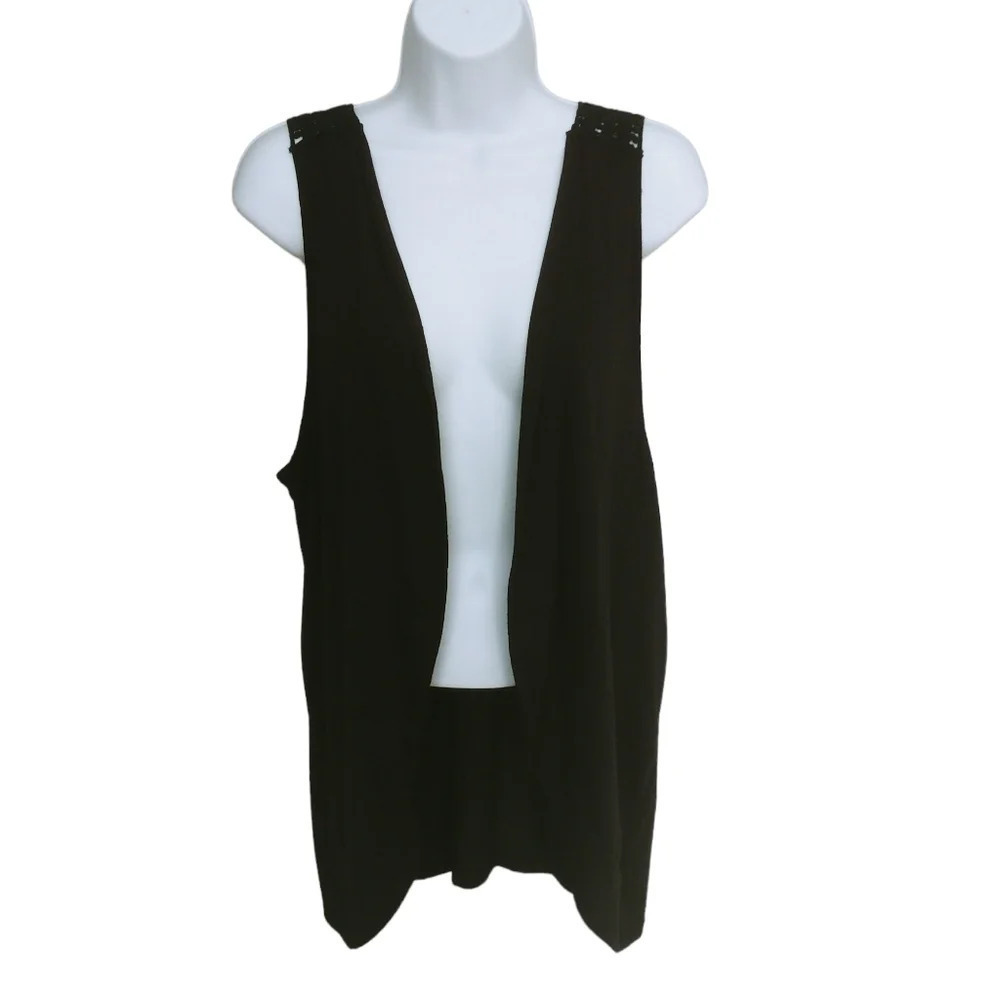 Threads Open Sleeveless Cardigan Black Lace Lightweight  XL NWT